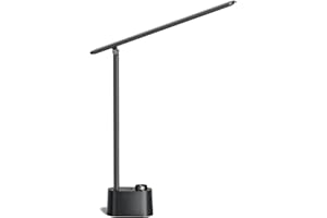 Honeywell LED Desk Lamp with USB Charging Ports, Sunturalux™ HWT-H01 Stepless Dimmable Eye Caring Desk Light for Home Office, Foldable Small College Dorm Lamp, Table Lamp for Bedroom Nightstand Black