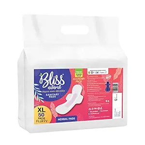Bliss Sanitary Pads For Women by Shadow Securitronics | Soft & Anti-Bacterial Sanitary Pads | Rash Free Sanitary Napkin for Heavy Flow (Pack of 50, Size - XL , 280 mm)