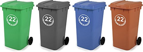 Mülltonne Aufkleber personalisierbar 3 Stück Schilder Größe 18 cm x 18 cm D4 - 5
