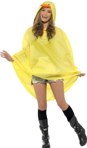 Smiffys Adult Unisex Duck Party Poncho, Drawstring Bag, Party Ponchos, Serious Fun, One Size, 27613