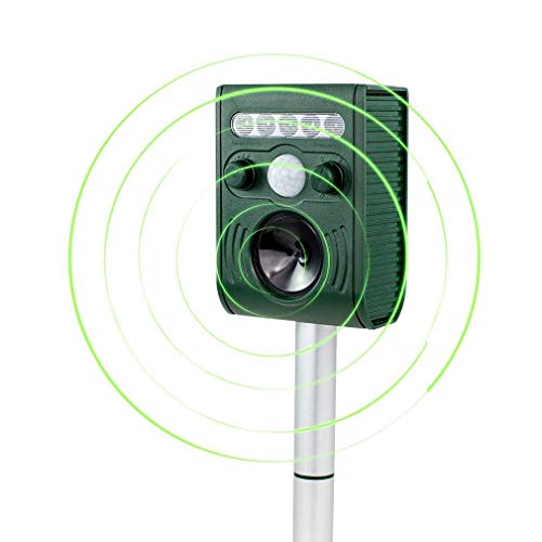 Aspectek Ultrasónico Ahuyentador para animales,repelente de plagas y animales roedores, mapache, ciervos, pájaros, gatos, perros, ratón y con Solar recargable