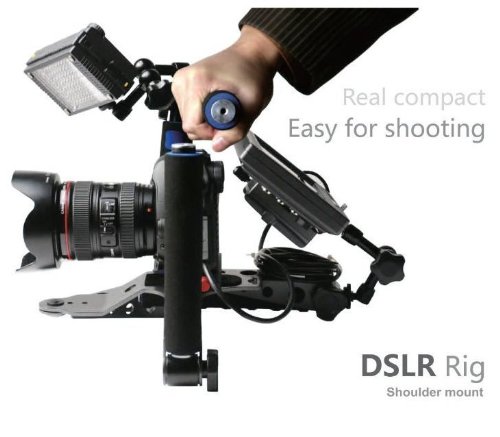 Pixtic - DSLR Rig   paule Stabilisateur Vid  o avec Support Poign  e pour les appareils photo reflex Canon EOS 5D 5DII 50D 60D 500D 550D 1000D 700D Nikon D80 D90 D200 D300 D3000 D3100 D5100 D7000 Sony Alpha A200 A300 A350 A450 A500 A700 A900 A550 et cam  scope professionnels avec nombreux accessoires