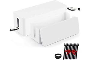 Powerking Scatola di gestione dei cavi, organizzatore di cavi per la gestione di cavi e cavi, archiviazione e supporto per coprire e nascondere e nastri e cavi di alimentazione (bianco)