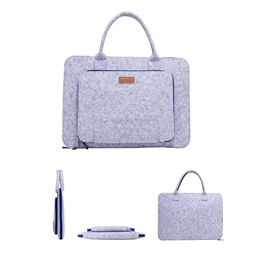 Ropch 17,3 Zoll Notebooktasche Filz Laptop Tasche 17 Zoll Hülle Sleeve Schutzhülle für Acer / Asus / Dell / HP / Lenovo – Grau & Blau - 5