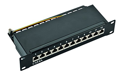 LogiLink Professional Cat.6A (500 MHz) Patchpanel - Verteilerfeld, 10", STP (geschirmt) 12-Port (RJ45)