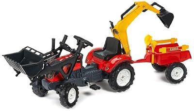 Falk - 2051cn - Jeu De Plein Air - Tractopelle Ranch Trac + Remorque + Excavatrice + Pelle & Rateau