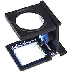 FOXNOVO portátil plegable en tres ordenadores de sobremesa 8 X Magnifier aumento soporte de reparación, mecanismo con luces LED 2 escaleras () negro