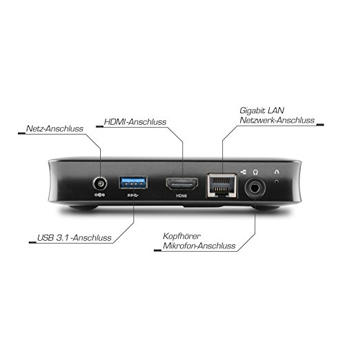 Mini PC – lautlose CSL Narrow Box 4K / Win 10 Pro – Silent-PC mit Intel QuadCore CPU 1920MHz, 32GB SSD, Intel HD, WLAN, USB 3.1, HDMI, SD, Bluetooth, Windows 10 Pro - 3