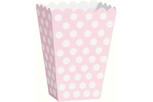 Unique Party - 59298 - Paquet de 8 Boîtes de Pop-Corn à Pois - Rose Pastel