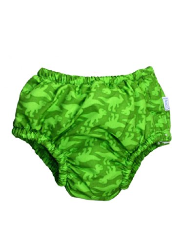 i play Mix n Match Ultimate Snap Swim Nappy for Girls (3-4 Years, Toddler, Olive Prehistoric Geo Dino)