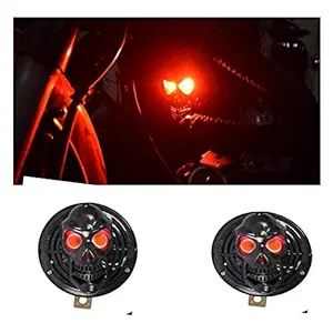 R.J.VON Bike Horn with Red Devil Eye Turning Red For RE Bullet Classic Standard , Electra ,Himalayan Yamaha /KTM/Pulsar/Hoda/Hore/KTM Duke All Model Fitting