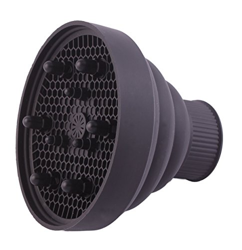 Universal Hair Dryer Diffuser-retractable Portable Silicone Folding Diffuser-black (Pack of 1)