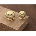 Infinity Decor Victorian Aged Brass Beehive/Reeded Cabinet Cupboard Drawer Knobs in Large and Small Size (Small)