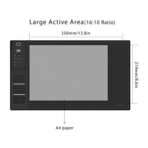 Huion WH1409 13.8 x 8.6 pulgadas Wireless Graphics Drawing Pen Tablet + Accesorios, Compatible con Mac y Windows