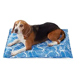 LESURE Dog Cooling Mat for Dogs Medium - Blue Ocean Design Cooling Dog Bed - Durable Water Injection Pet Cooling Mat for Medium Dogs