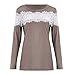 Produktbild Briskorry Damen Beiläufig Elegant Spitze Hemd Lange Ärmel Sweatshirt Schulter Bluse Oberteile T-Shirt Herbst Tops