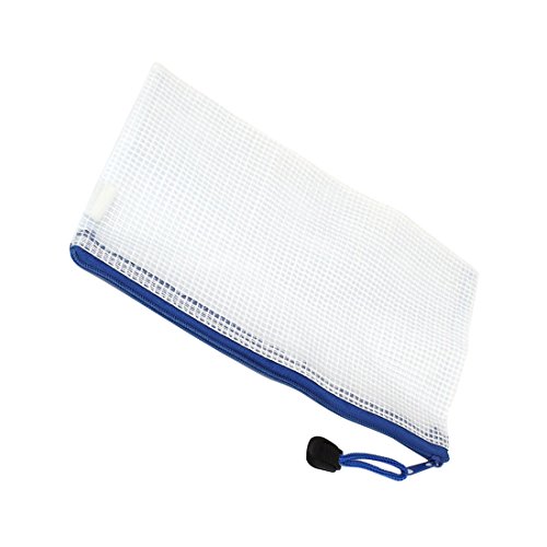 A6 Aktenbeutel – SODIAL(R) Blau Weiss Netz Innen Reissverschluss Beutel Halter 210mmx110mm fuer A6 Papier - 2