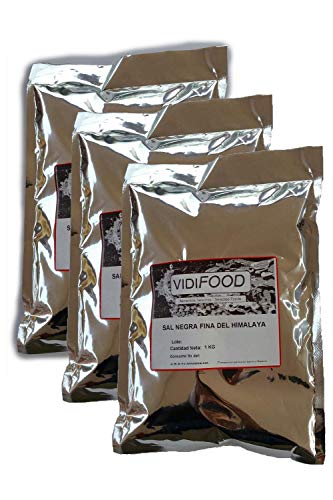 Sal Negra del Himalaya - 3kg - Rica en nutrientes y minerales - 100% natural y sin toxinas - Alternativa baja en sodio perfecta para la sal de mesa común - Sabor increíble - Apta para veganos