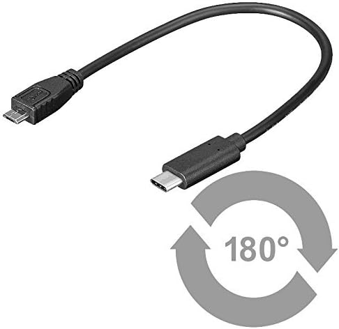 Ewent USB 3.1 super speed cable type A/micro B male to B/C reversible USB 3.1, 0.20 m, black