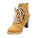 Produktbild Dorical Damen Stiefeletten mit Blockabsatz 8.5 cm Nieten Plateau Ankle Boots Chunkyrayan Profilsohle Flandell Damenstiefel Freizeitstiefel Winterstiefel Übergroßestiefel Gr 35-43(Gelb,36 EU)