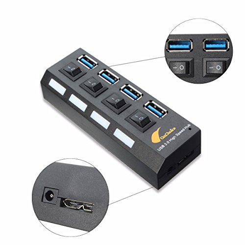 ONCHOICE 4 Port USB 3.0 Schalter Hub Ladegerät mit Eur 5V USB Power Adapter unabhängige externe Ladegerät im Lieferumfang enthalten Ultrabooks Laptop Tablet PC und Mac EUR - 3