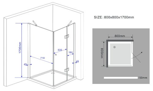 Duschkabine SILL 80 x 80 x 170 cm ohne Duschtasse - 5