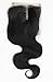 Unprocessed Human Brazilian Body Wave Lace Closure Top Quality Virgin Hair 4*4 Bleached Knots Free/Three/ Middle Part Selected 1b Natural Black (8", Three part)