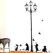 YESURPRISE New PVC Home Art Decor Mural Naughty Cats, Birds and Street light Lamp Post Wall Stickers Mural Art Decoration For Bedroom/Livingroom/Televison Removable Studyroom sofa Wallpaper Paper House Kids Boys Girls Room Decorative DIY Decoration