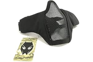 ATAIRSOFT Tactical Airsoft guardia di Strike Steel Half Face Mask con 2-belts per CS caccia Paintboll WORLDSHOPPING4U