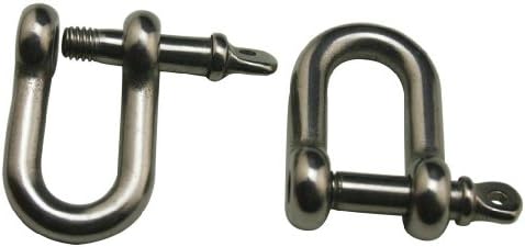 Amanaote 304 Stainless Steel Shackle Standard Size M5 Screw Pin D Anchor Shackle D Ring Rigging Hardware(Pack Of 5)