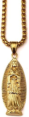 AlwaysBling Unisex Steel Hip Hop Blessed Virgin Mary Pendent Necklace