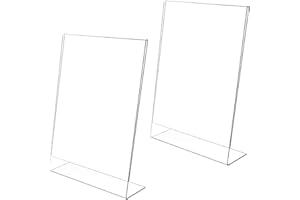 AIERACZY Pack of 2 Slanting Table Stands, A5 Stand, Table Stand, L Stand, Counter Stand, Advertising Stand, L Shape, Crystal Clear Acrylic Menu Card Holder for Photos, Restaurant, Cafe Shop, Office