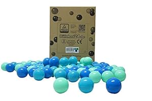Bällebad24 - Lot de 200 balles de bain, boules, mélange de couleur bleu-vert-turquoise, qualité ludique, testées et certifiées TÜV 2019