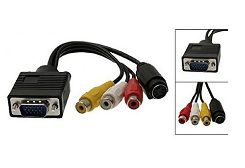 VGA auf Cinch Kabel, pistazie VGA zu TV S-Video 3 RCA PC Computer AV-Adapter Kabel (schwarz) - 4