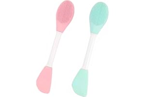 2-pack silikon ansiktsrengöringsborste 2-i-1 porskrubbare, dubbel storlek ansiktsmask borste skrubbare applikator ansiktsverktyg för lera lera kol ansiktsmask