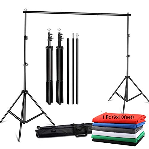 YUGAM Photography Backdrop Stand Kit Background Support Kit Foldable with Bag and Curtain (with Stand KIT, Green Screen)