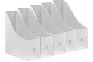 SHINEOFI 5pcs Magazine File Holder Organizer Vertical File Sorter Desk Magazine Rack Plastic Magazine Storage Box Document Rack for Shelves Office Classroom Book Organizer