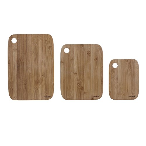 VonShef Dreiteiliges Schneidbretter-Set 100% Bambusholz - 4