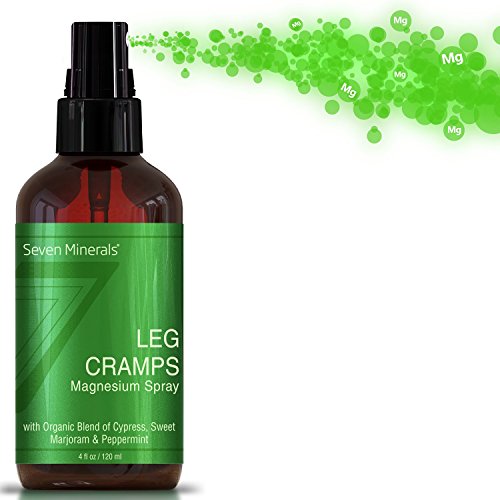 All Natural Magnesium Leg Cramp Pain Relief Spray with USDA Organic Cypress, Sweet Marjoram & Peppermint Oils, USA Made (4 fl oz /120ml)