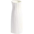 Nicejoy Plastic Nordic Vase for Dried Cut Flowers, Modern, White, Oval, 9x9x23.5cm/3.54x3.54x9.25 inch, Wedding, New Year, Decorative Vase