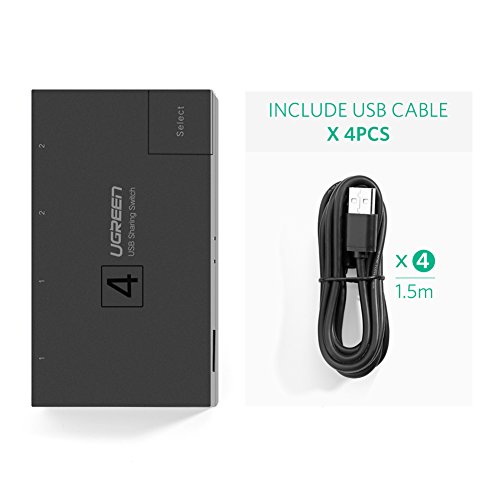 UGREEN 4 Ports USB 2.0 Teilen Switch 4 In 1 Out Umschalter für Drucker Scanner - 6