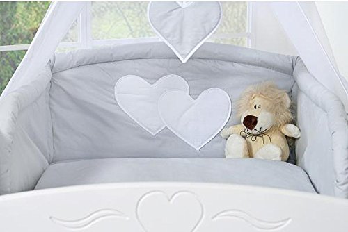 Baby Cot Bumper gray with hearts
