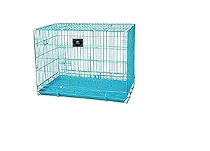 PSK PET MART Paws Cause Powder Coated Iron Dog Cage with Removable Tray (Blue, 18 Inch)