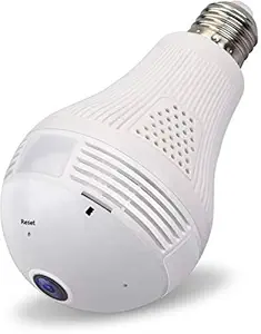 Kanyansh Wireless Panoramic 360 IP, 2MP, Fisheye Vision, Remoting Monitoring Home Security Camera LED Bulb Light Spy Camera