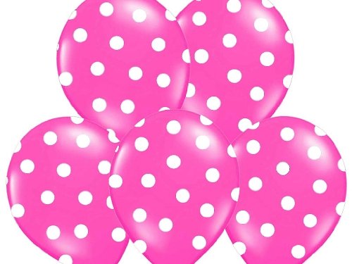 BUDILA® 10 grosse Luftballons pink mit weissen Punkten ca. 110cm Umfang heliumgeeignet