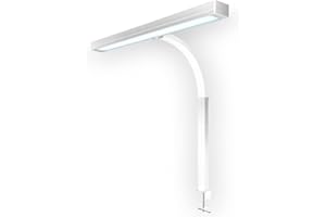 Neatfi (Nouveau modèle) Lampe de bureau LED moderne avec pince, 3 000 lumens, 3000K-6500K, intensité variable, 5 niveaux de luminosité et modes d'éclairage (80 CM, Blanc)