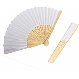 KING DO WAY 20 Stueck Faecher Handfaecher weisse chinesische leeres papier fans darauf kann DIY malen hochzeitsfeier gefallen bambus fan Kinder Faltbar faecher