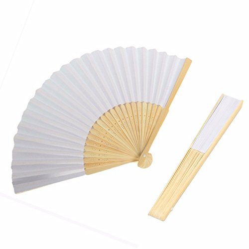 KING DO WAY 20 Stueck Faecher Handfaecher weisse chinesische leeres papier fans darauf kann DIY malen hochzeitsfeier gefallen bambus fan Kinder Faltbar faecher