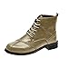 Produktbild LILIHOT Damen Knöchel Mode Winter Lace Up Punk Round Toe Nähen Retro Stiefel Herbst Winter Schnür Stiefeletten Bootsschuhe Schlupfstiefel Wasserdicht Flache Schuhe