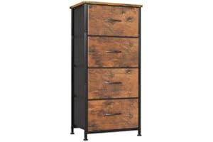 CAIYUN Cassettiera in tessuto, armadietto con 4 cassetti, Cassettiera per Corridoio in Tessuto, con vano contenitore in tessuto per soggiorno, camera da letto, cameretta dei bambini, marrone rustico